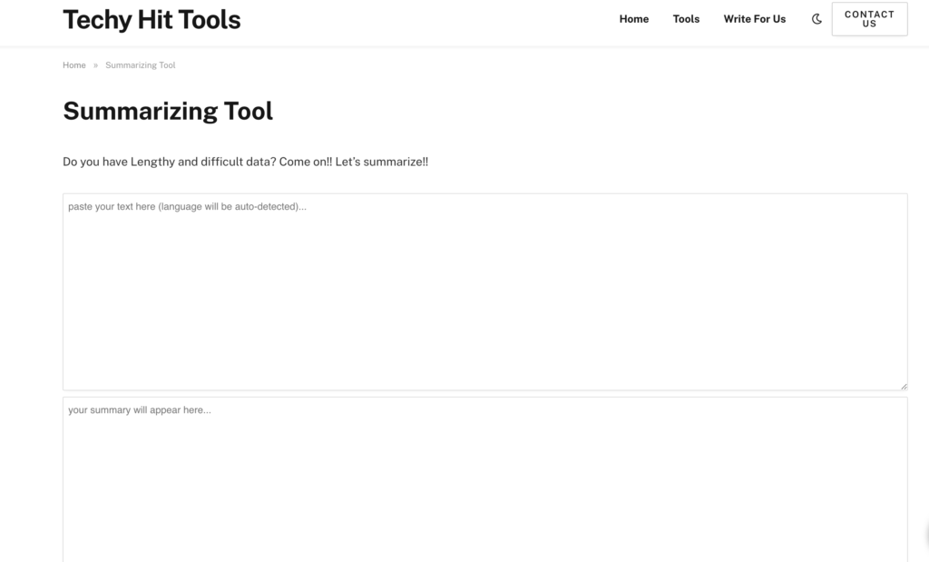 techyhittools summarizing tool