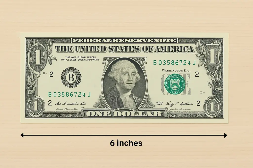 6 inches us dollar bill